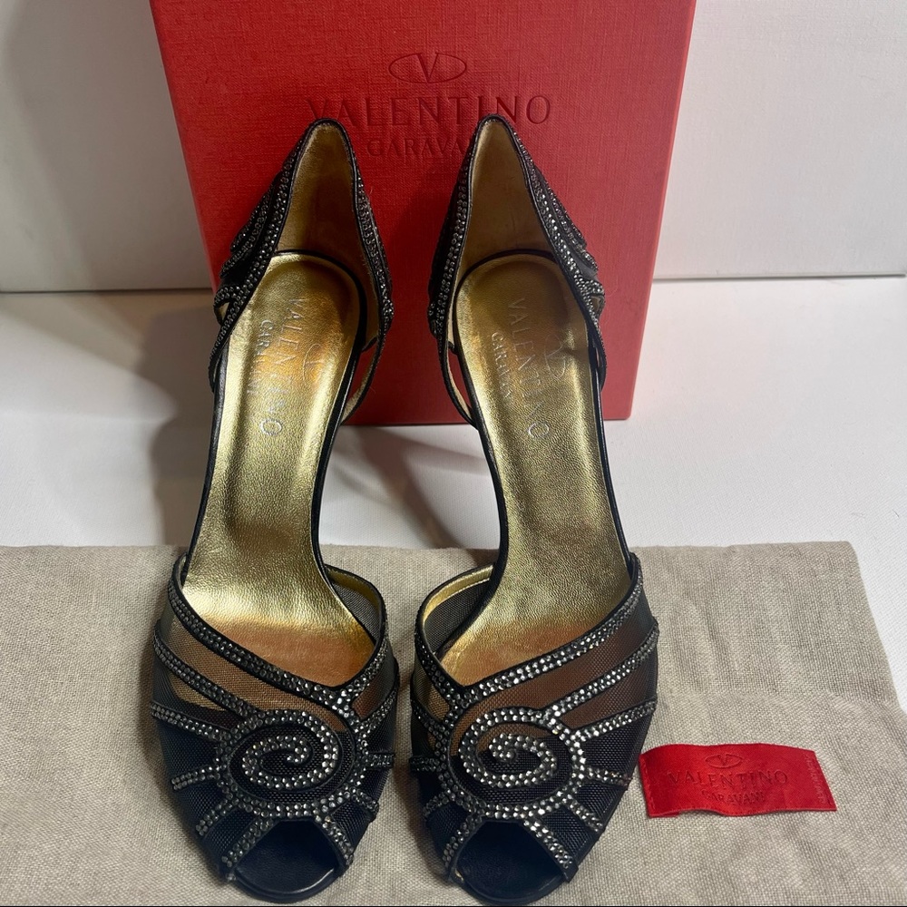 Valentino Diamante Netting D'Orsay Pump - Picture 4 of 11